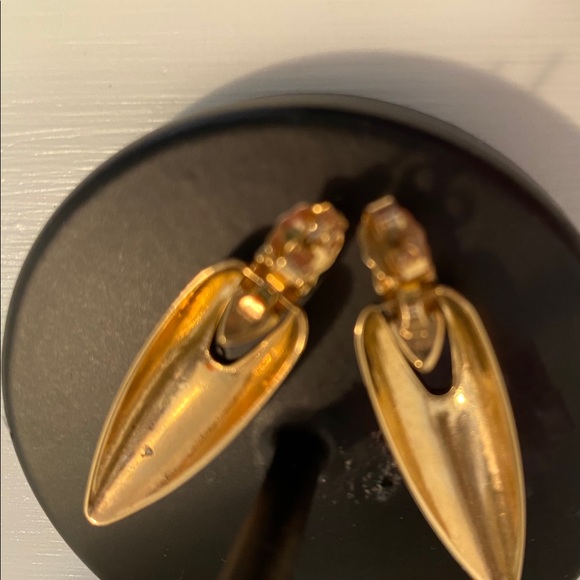 Vintage Unique icicle teardrop goldstone earrings - Picture 5 of 10